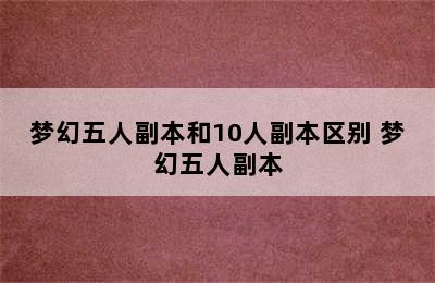 梦幻五人副本和10人副本区别 梦幻五人副本